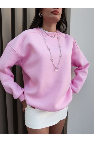 ESRAHELVACI Pink Oversize Rose Gold Sweatshirt