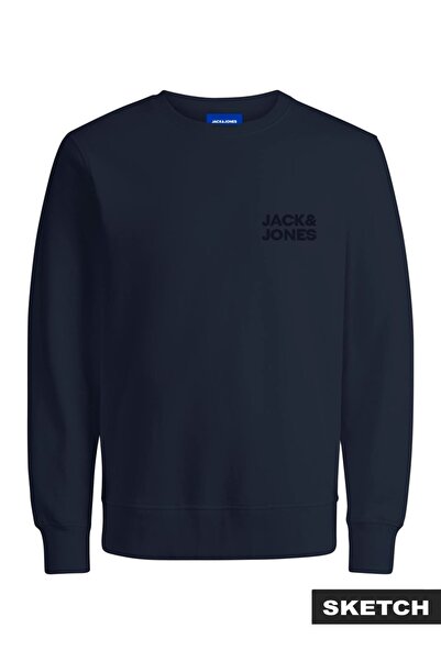 Jack & Jones Jorlogo Світшот з круглим вирізом Tr Ss25 Erkek Світшот 12290659 Темно-синій блейзер