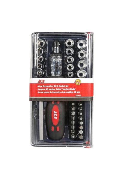 ACE مجموعة رؤوس مفكات البراغي والمقابس (عبوة من 40 قطعة)