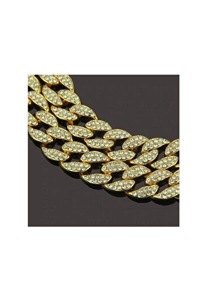KESNUP Κουβανέζικη αλυσίδα με κρυστάλλους Ζιργκόν επιχρυσωμένο μεταλλικό κράμα 18Κ 45εκ. Χρυσός