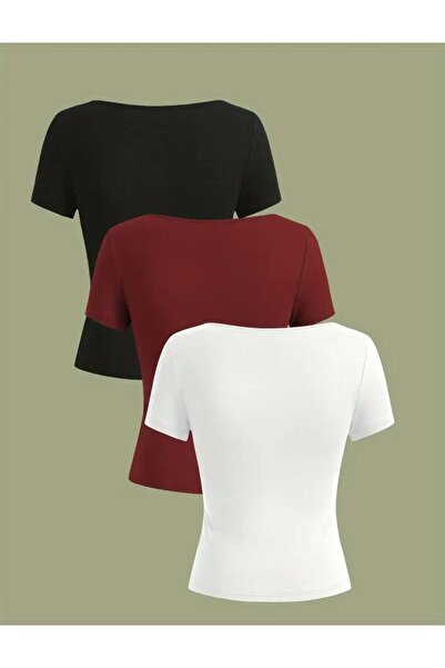 Wearflawless Γυναικείο Σετ 3 τεμαχίων Μπλούζα & Μπλουζάκι με τετράγωνο λαιμό, Μπλούζα από ύφασμα καμιζόλα από ριγέ λύκρα