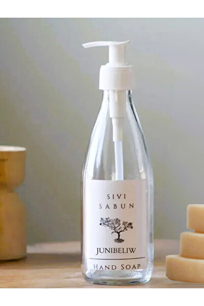 JUIWI Suya Dayanıklı Etiket Boş Cam Şişe Sıvı Sabunluk 330ml