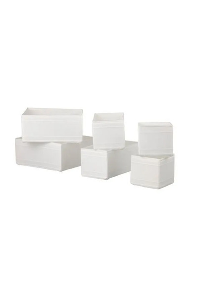 IKEA Premium Product Durable Sturdy Stylish Design Fabric Closet Drawer Organizer 6 Piece Bin Set Skubb