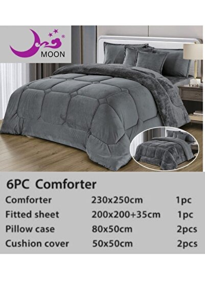 smart home Premium Double-Sided Winter comforter, Velvet and Fur - 6-Piece Comforter Set, 250x230cm