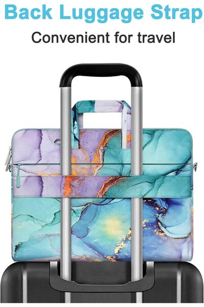 Generic MOSISO Laptop Shoulder Bag Carrying Briefcase Sleeve with Trolley Belt Marble MO-MBH189
