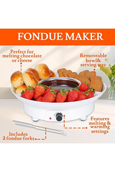 LENND Electric Fondue Pot Set, Chocolate Cheese Fondue Set, Hot Chocolate Machine, Fondue Maker, Det
