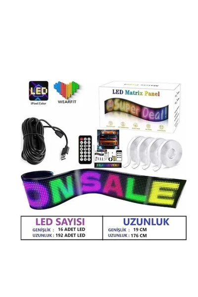 Serreha Matrix Led Panel Cama Yapışan App Controlled Auto Led Truck Led Size 176cm - 19cm