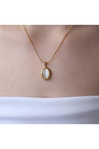 leargia قلادة نيفيل الفولاذية - أبيض