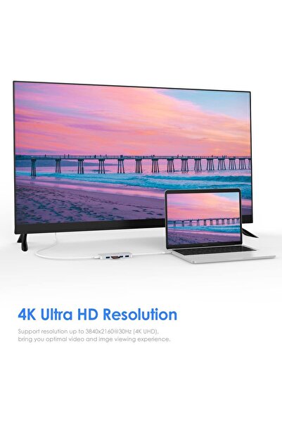 LENTION موزع USB C مع HDMI بدقة 4K، و3 منافذ USB 3.0، وقارئ بطاقات SD/Micro SD (CB-C18، فضي)