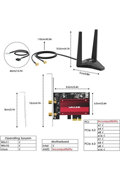 Generic WAVLINK WiFi 7 BE8800 PCIe WiFi Card (BE200), Tri-Band, Bluetooth 5.4
