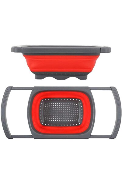 Flippy Retractable Sink Drain Basket, Flippy, 39x12 cm, Extendable Design up to 61 cm, Red