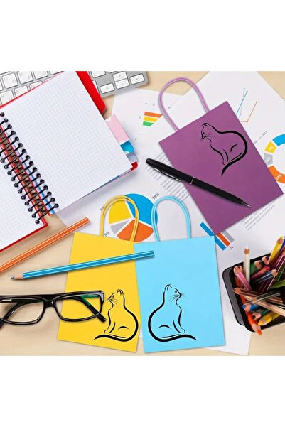 roco paper Büküm Saplı Mini Kağıt Çanta Seti-12li, Parti, Doğum Günü, Hediye Çantaları, 11x15x6 Cm, Lila