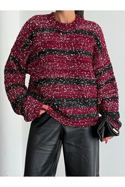 KENZA'A TRİKO Πλεκτό πουλόβερ με ριγέ σχέδιο Oversize