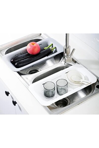 Flippy Drain Basket for Kitchen Sink, Flippy, Plastic, Telescopic, 36x20x5 cm, White