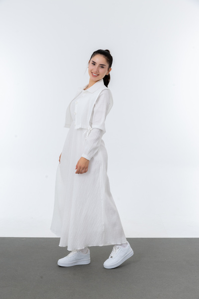 Pantulux Κοριτσίστικο Κομψό Σετ Φόρεμα Χιτζάμπ από 100% Βαμβάκι - Μακρύ Μοντέλο Μακρυμάνικο -4948