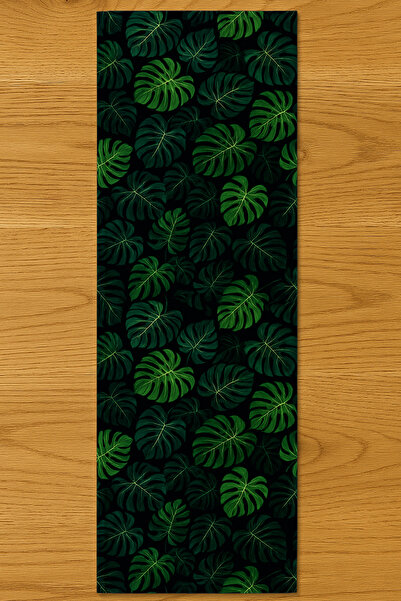 Else Dekor Tropical Leaves Patterned Digital Printing Washable Decorative Runner 40X140Cm