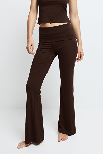VODENS Women's Brown Spanish Leg Wide Jersey Ultra Soft Pants Flared