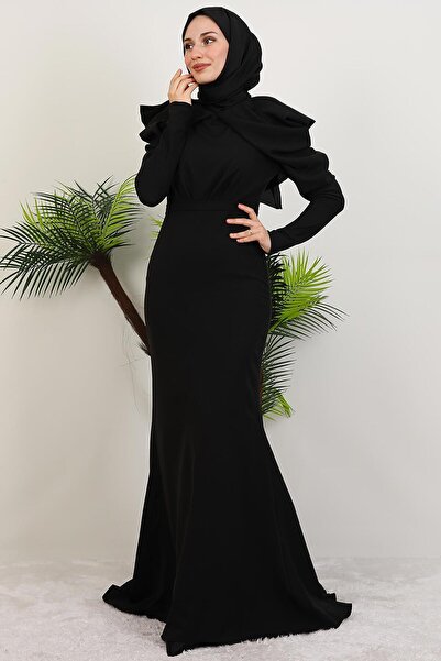 giz astore Elena Omuz Detay Abiye Siyah