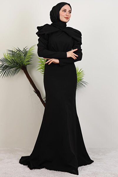 giz astore Elena Omuz Detay Abiye Siyah