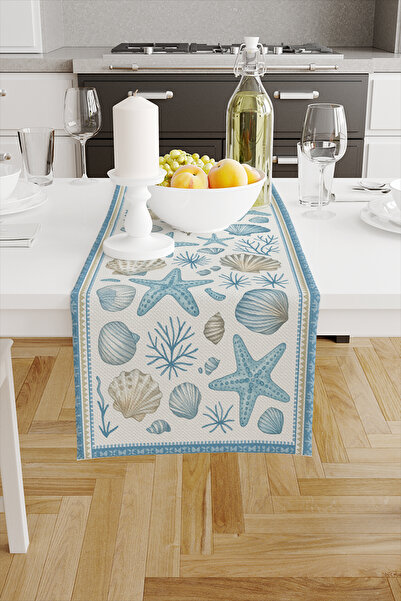 Else Dekor Seashell Patterned Digital Printing Washable Decorative Runner 40X140Cm