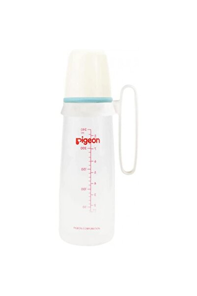 Pigeon بيجون رضاعة بلاستيك غطاء ابيض مع يد 240 مل