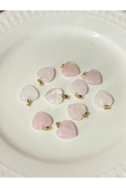 Taş-Mir Pembe Kuvars Kalp Kolye Ucu 1 Adet