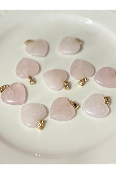 Taş-Mir Pembe Kuvars Kalp Kolye Ucu 1 Adet