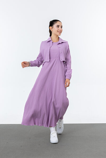 Pantulux Κοριτσίστικο Κομψό Σετ Φόρεμα Χιτζάμπ από 100% Βαμβάκι - Μακρύ Μοντέλο Μακρυμάνικο -4948