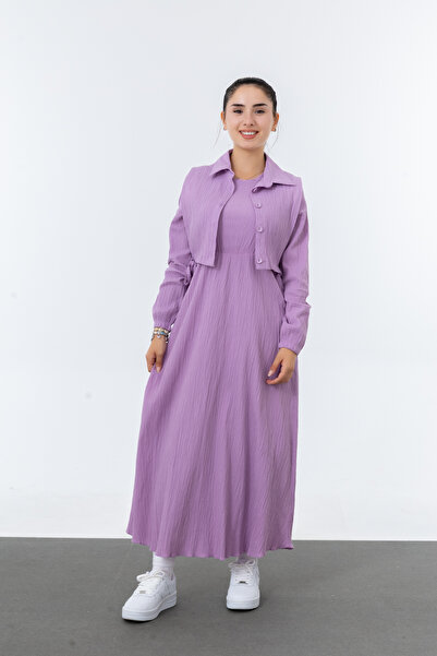 Pantulux Κοριτσίστικο Κομψό Σετ Φόρεμα Χιτζάμπ από 100% Βαμβάκι - Μακρύ Μοντέλο Μακρυμάνικο -4948