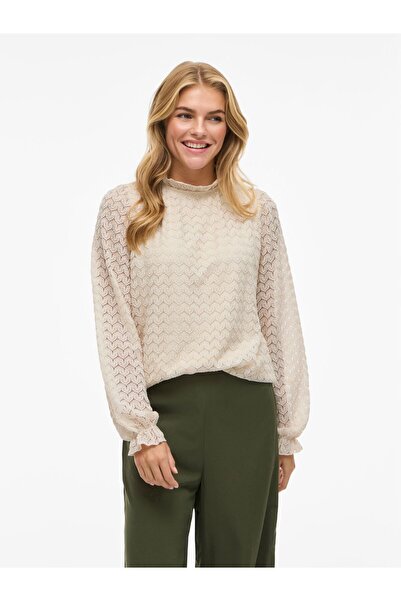 VILA Oberteil mit langen Ärmeln VIMOKA Stehkragen