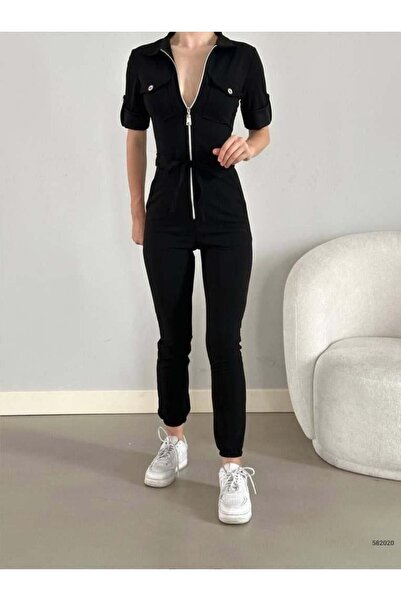 Azra Moda Style Ολόσωμη φόρμα από εισαγόμενο κρεπ ύφασμα με τσέπη με φερμουάρ...