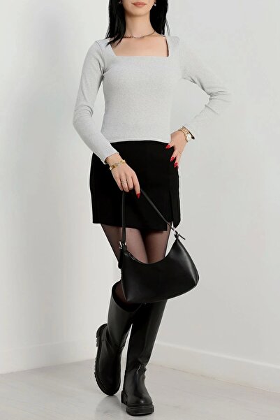 By Mop Frame Collar Camisole Blouse Gray
