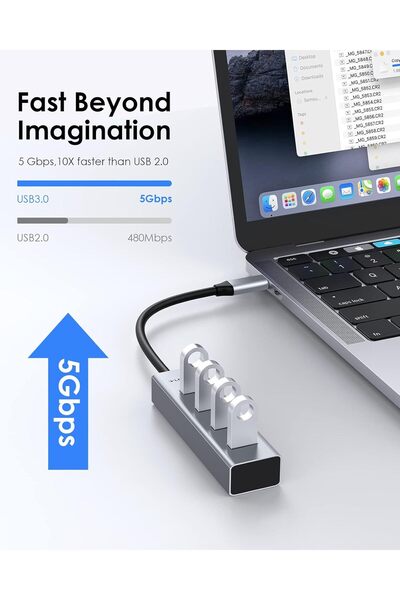 LENTION 4-in-1 USB C Hub (CB-C22s) - 4 USB 3.0 Ports, Space Gray