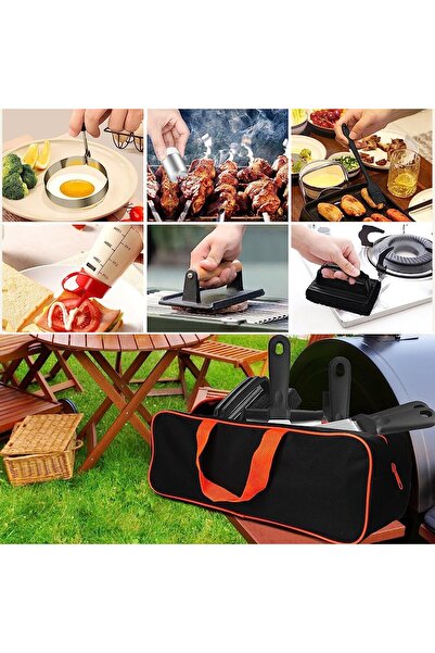 Flippy Ustensile pentru grătar, Flippy, set de 17 din oțel inoxidabil cu mânere din PP, geantă neagră inclusă