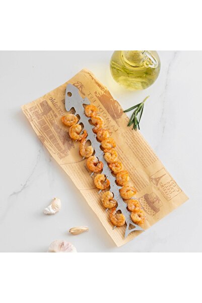 Flippy Forma pentru Frigarui, Flippy, Model Oase de Peste, din Otel Inoxidabil, Instrument pentru Gratar, B