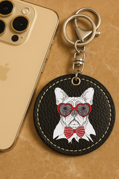 Cekuonline 1St Class Faux Leather Patterned Printed Metal Hook Keychain 6X6Cm...