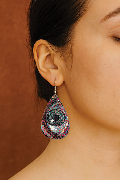 Cekuonline Women's Earrings Patterned Stylist Hooked Printed Earrings Drop Transparent Encrypted Eye