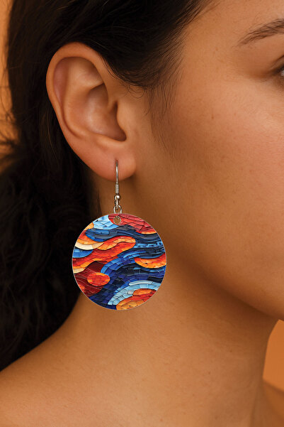 Cekuonline Women's Earrings Patterned Stylist Hooked 3.5X5Cm Round Transparent Earrings Davina