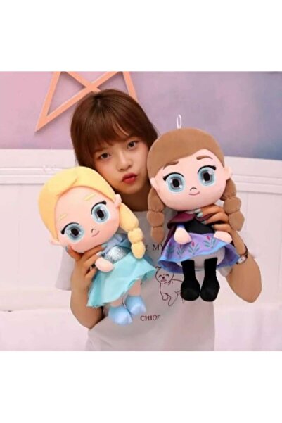 OEM Set de 2 păpuși de pluș Elsa și Anna, multicolore, 38 cm