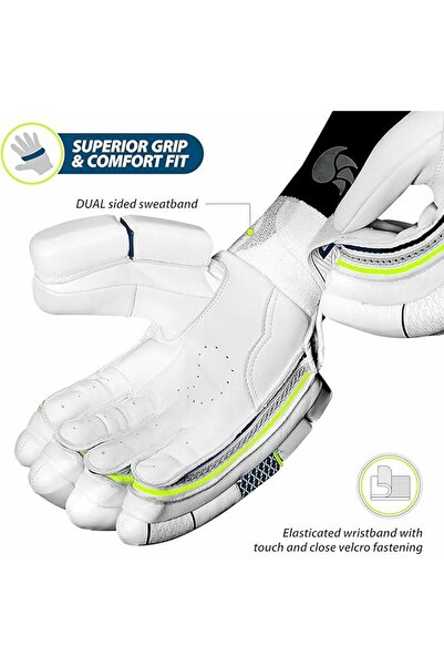 DSC Condor Flite Leather Cricket Batting Gloves, Mens Right (White Turquoise)