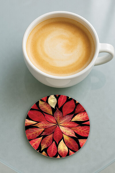 Cekuonline قاعدة كوب دائرية من البليكسي جلاس مع نمط مطبوع للخريف