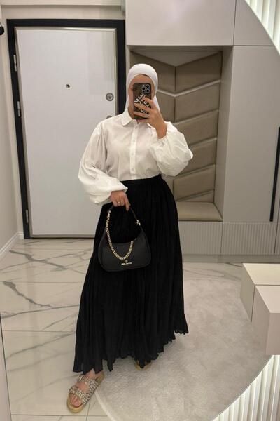 megapol giyim Women's Black Lined Skirt