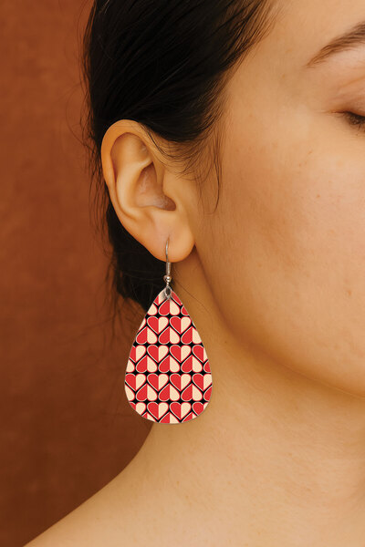 Cekuonline Women's Earrings Patterned Stylist Hook Printed Earrings Drop Transparent 1077 Nives