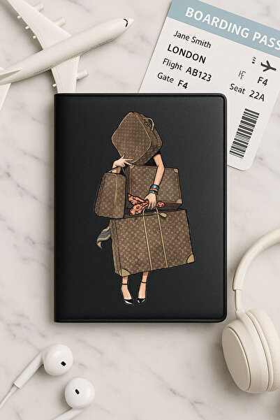 Cekuonline Tüm Ülke Pasaportları İçin Siyah Vinleks Deri Pasaport Kılıfı Kabı Alışveriş Tutkusu