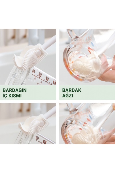 obrigado Kavanoz ve Biberon Yıkama Fırçası Silikon 1 adet beyaz özel seri