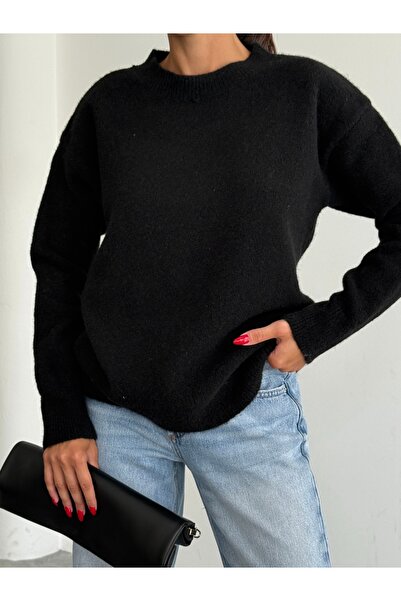 KENZA'A TRİKO Πλεκτό πουλόβερ με λαιμόκοψη με ριμπάλα