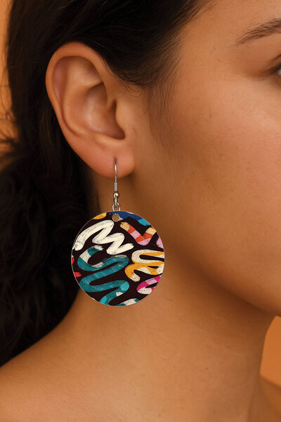 Cekuonline أقراط نسائية منقوشة بتصميم أنيق مقاس 3.5 × 5 سم أقراط دائرية شفافة...