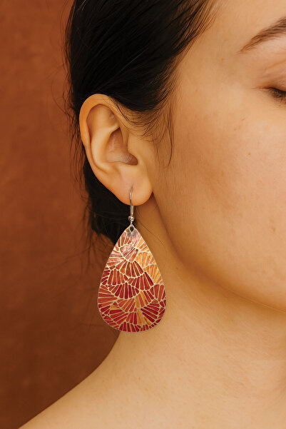 Cekuonline أقراط نسائية مزخرفة بنمط مميز مع خطاف وطباعة شفافة من غابرييلا