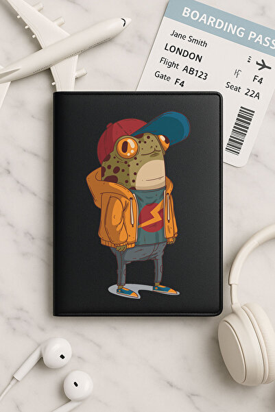 Cekuonline حافظة جواز سفر من الجلد الأسود من Vinleks لجميع جوازات السفر الوطن...