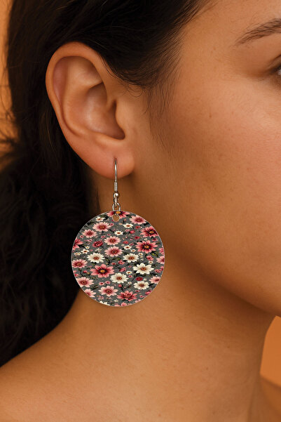 Cekuonline Women's Earrings Patterned Stylist Hooked 3.5X5Cm Round Transparen...